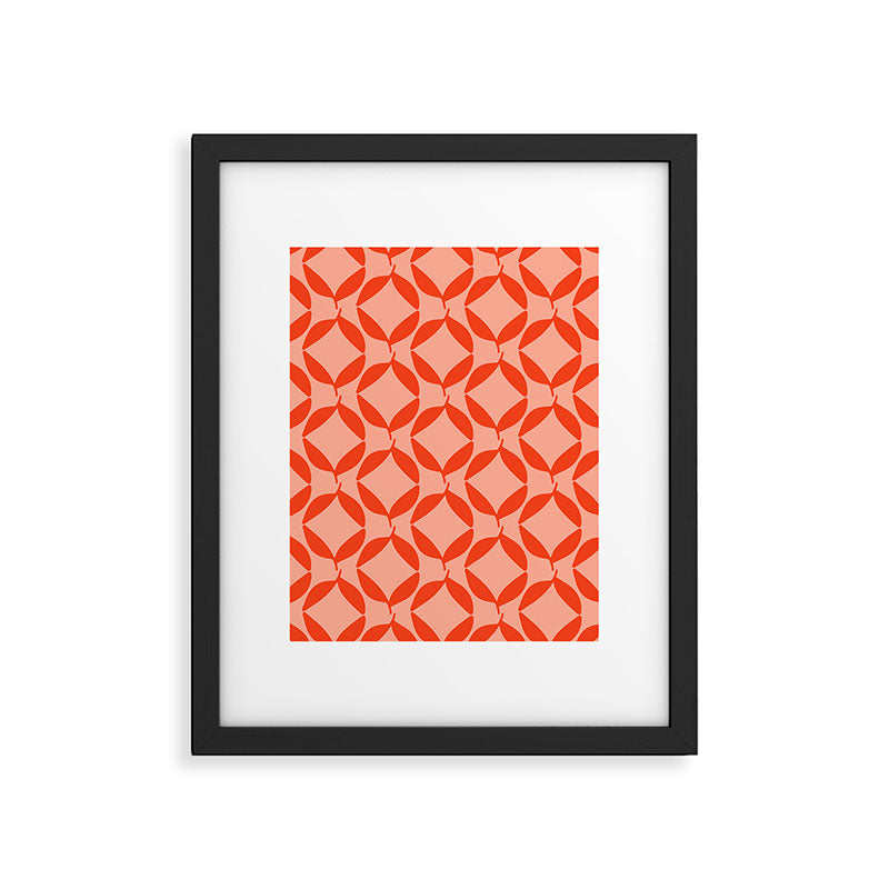Geometric Leaves  Pink and Red Framed Art Print Gallery Image 5