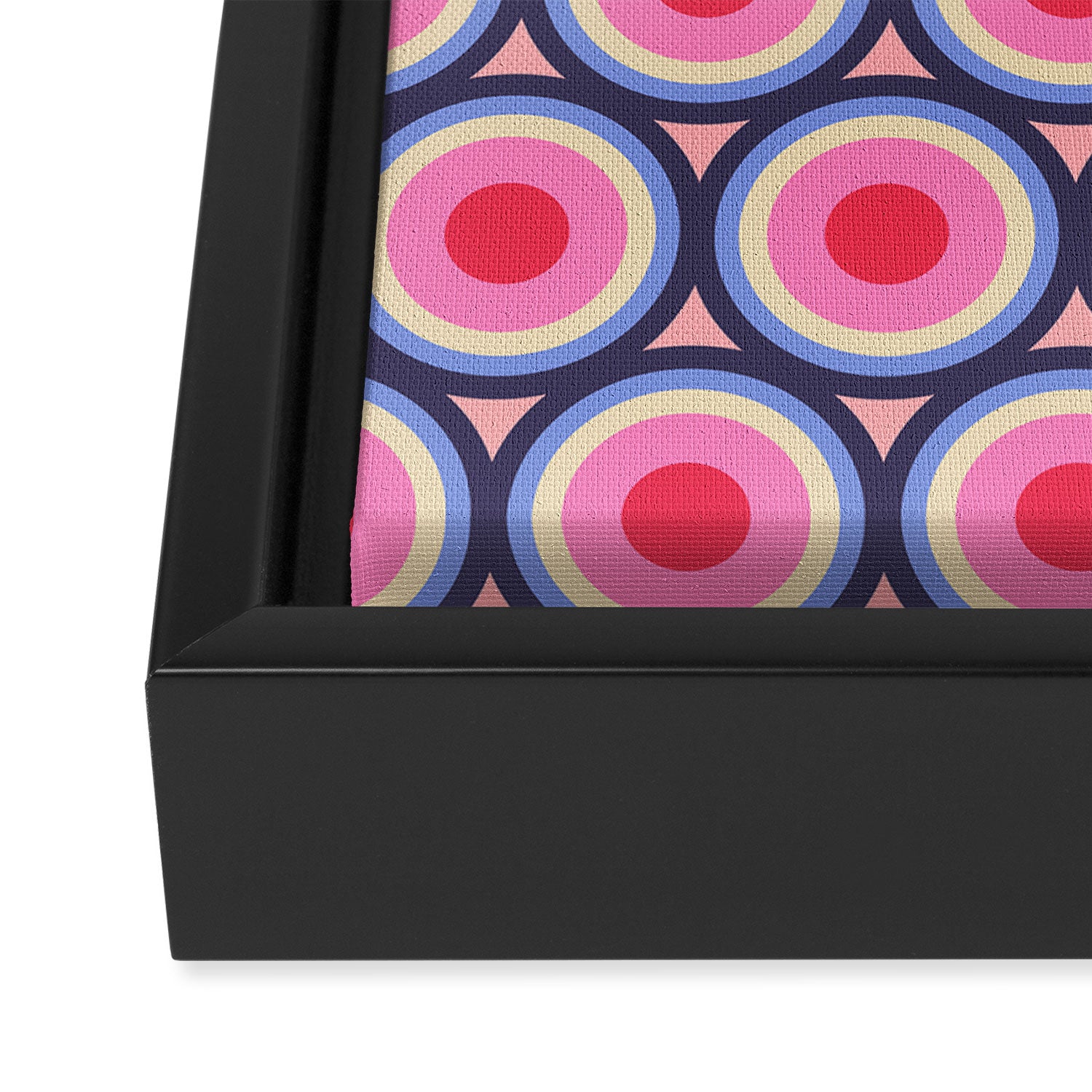 Geometric Mid Century Modern Pattern - Pink background  Framed Canvas Print Gallery Image 3