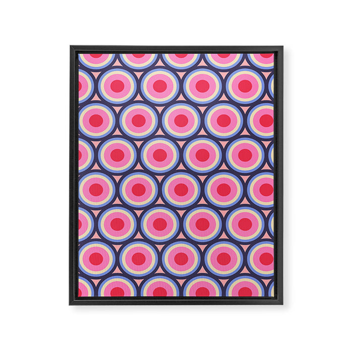 Geometric Mid Century Modern Pattern - Pink background  Framed Canvas Print Gallery Image 1