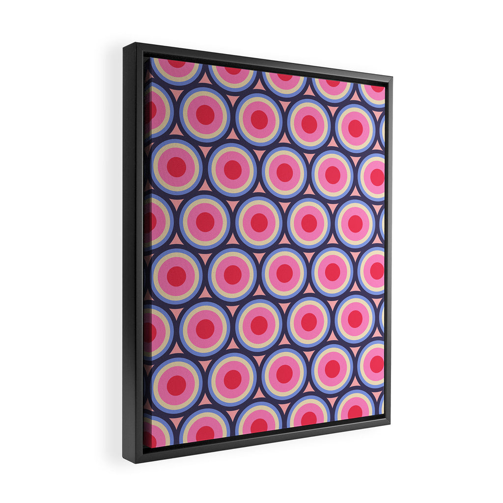 Geometric Mid Century Modern Pattern - Pink background  Framed Canvas Print Gallery Image 2