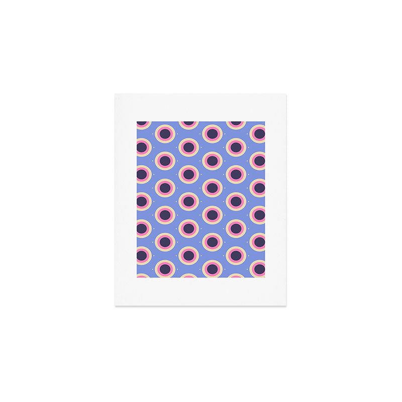 Geometric Mid century Modern blue abstract Art Print Gallery Image 1