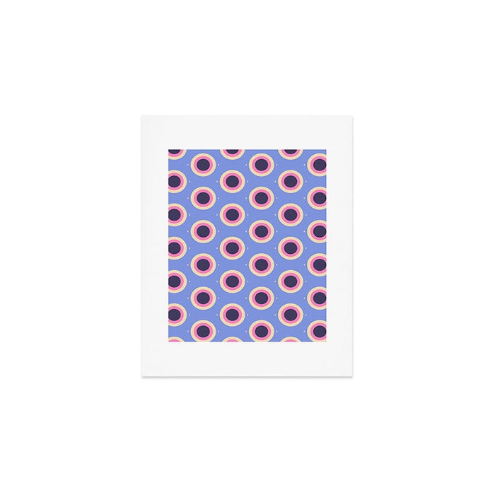 Geometric Mid century Modern blue abstract Art Print Gallery Image 1