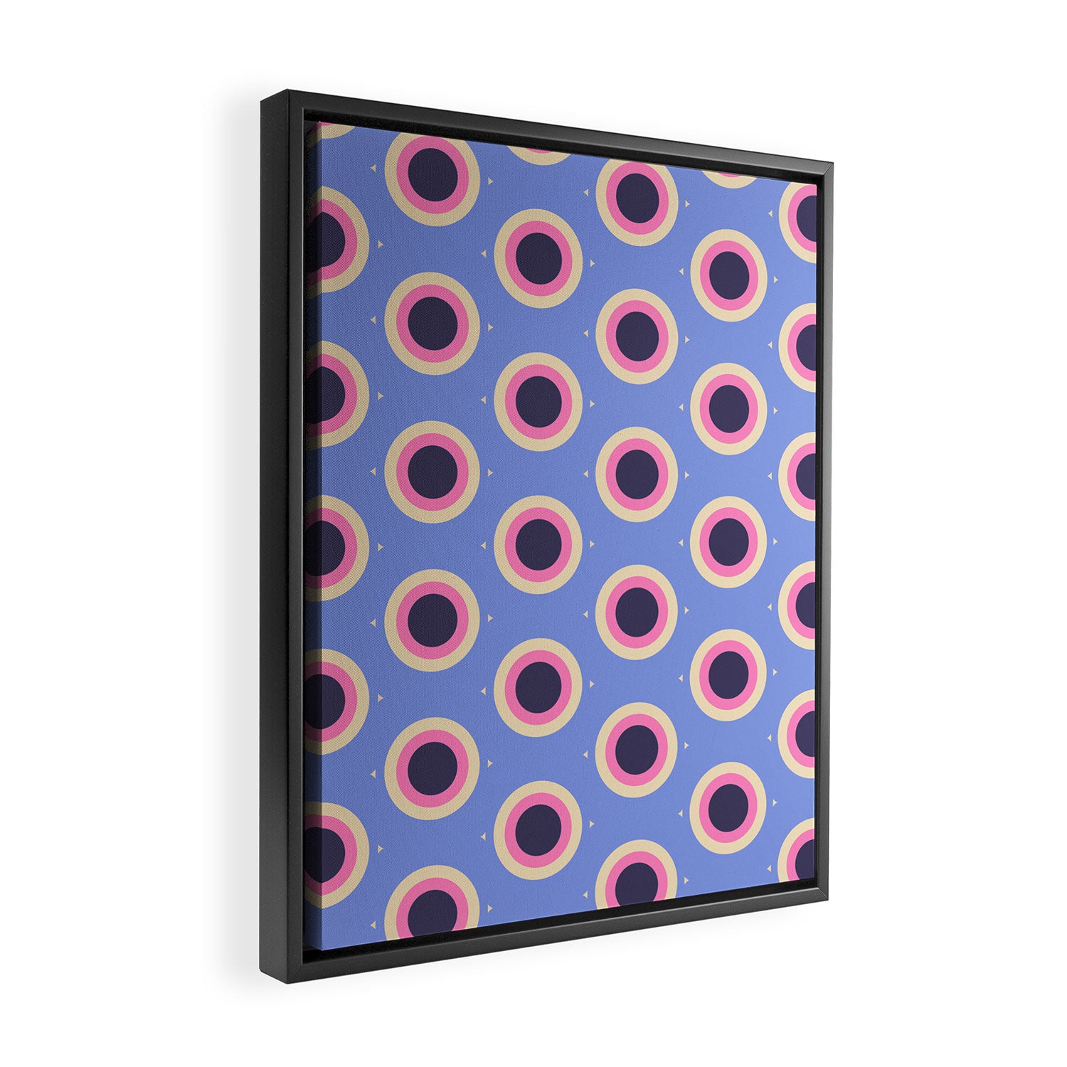 Geometric Mid century Modern blue abstract Framed Canvas Print Gallery Image 2