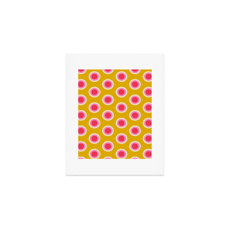 Geometric Mid century Modern Yellow Abstract Art Print Gallery Image 1