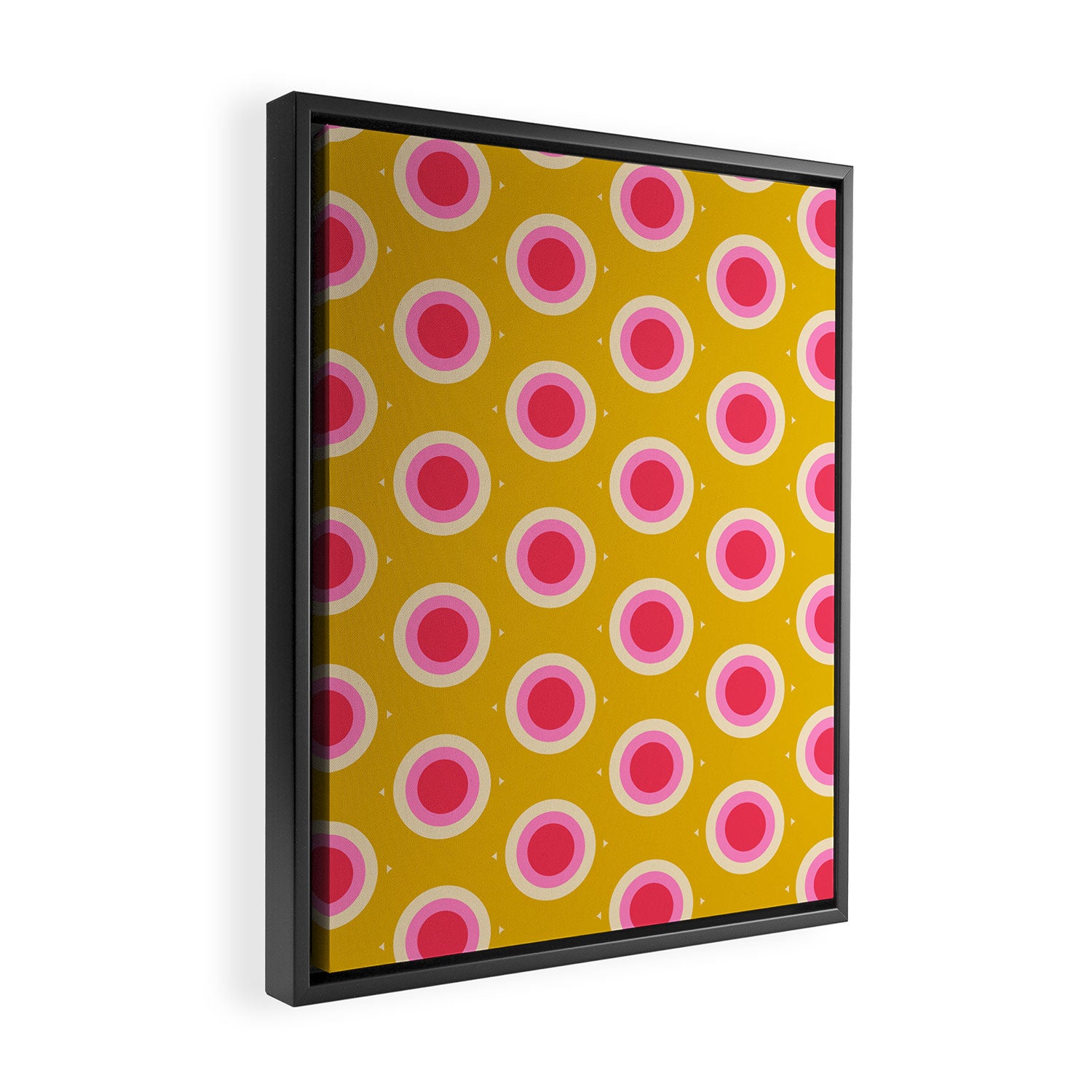 Geometric Mid century Modern Yellow Abstract Framed Canvas Print Gallery Image 2