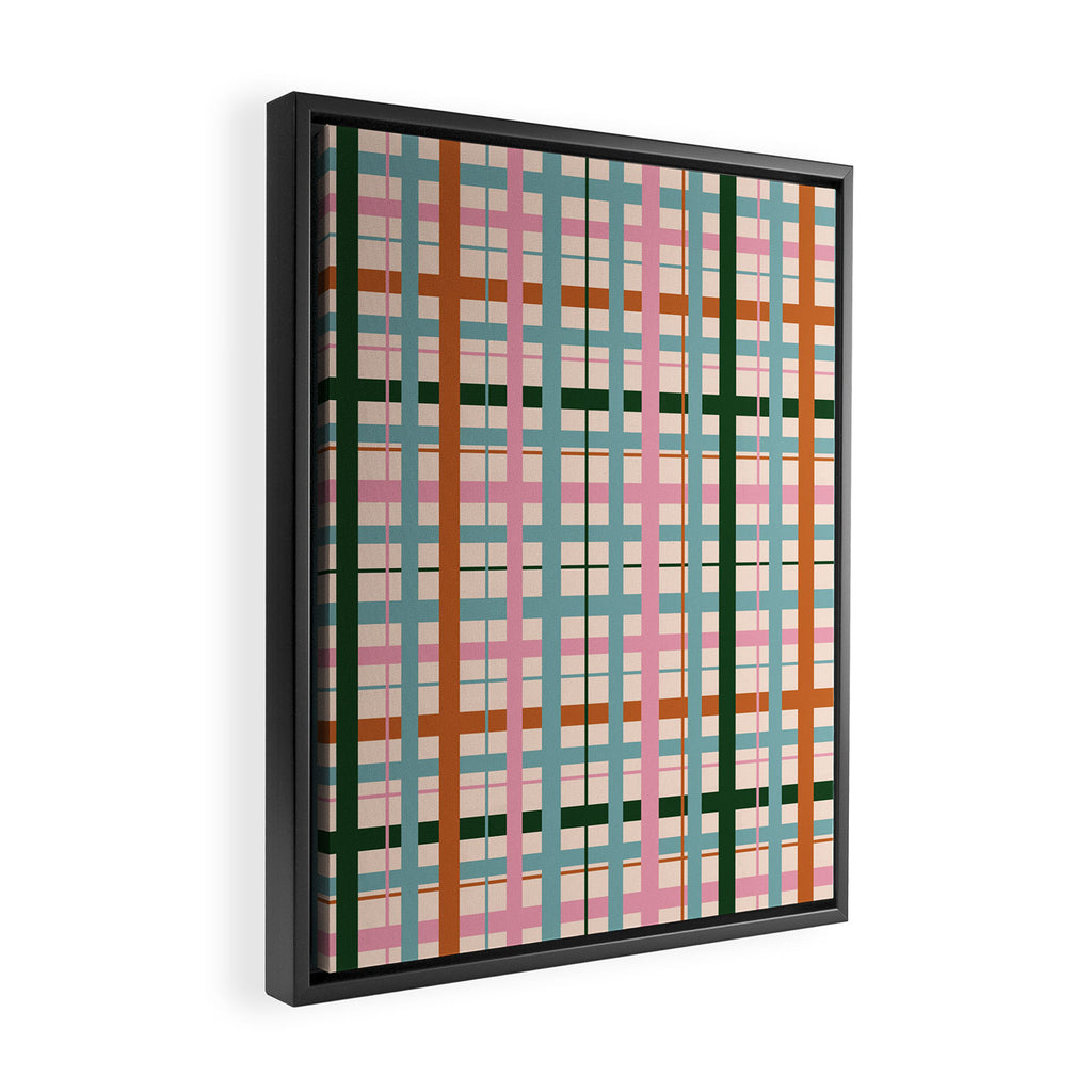 Gingham - Pastel Color  Framed Canvas Print Gallery Image 2