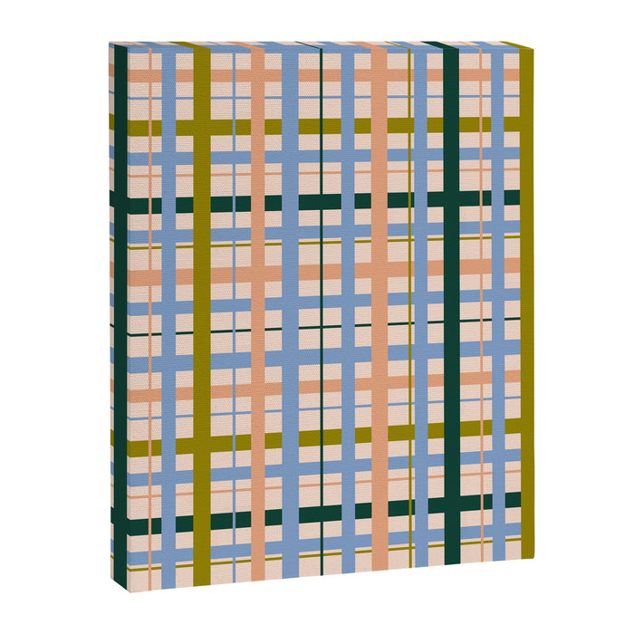 Gingham Pattern - green, blue and orange colors Canvas Print Gallery Image 1