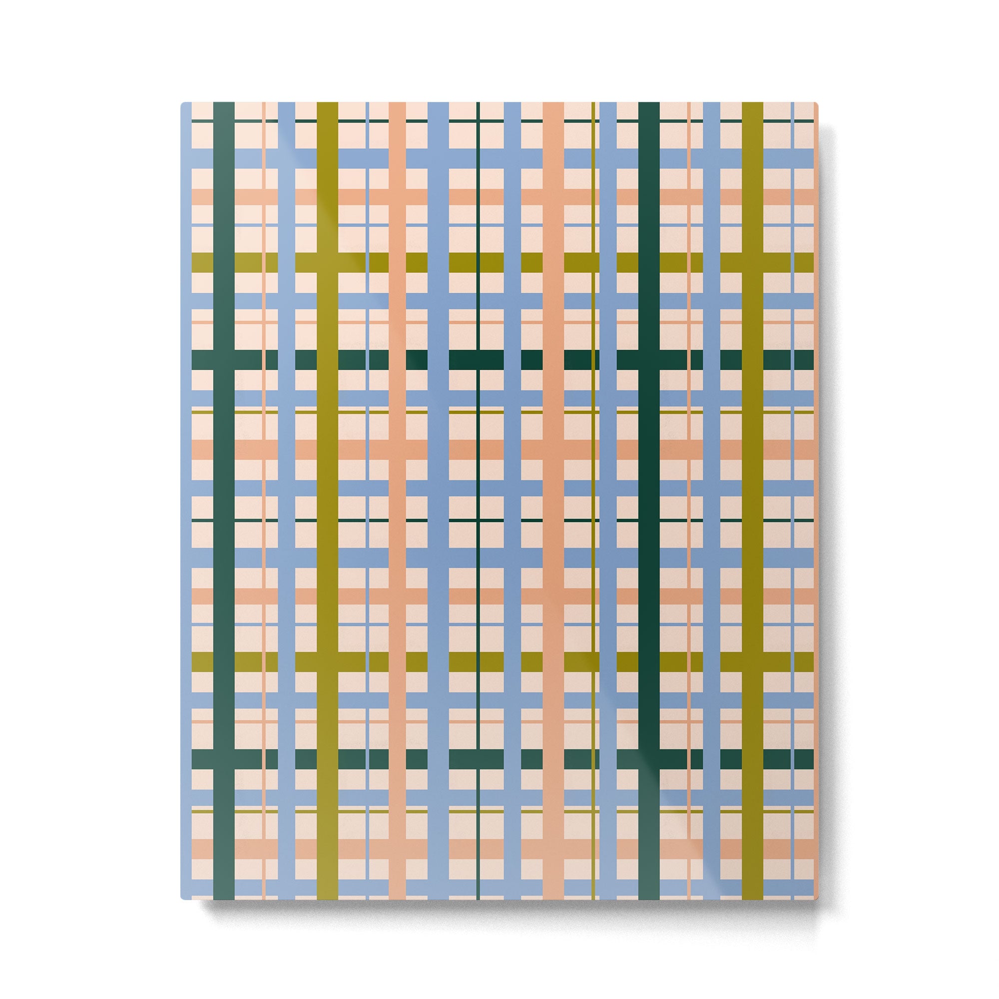Gingham Pattern - green, blue and orange colors Metal Print Gallery Image 6
