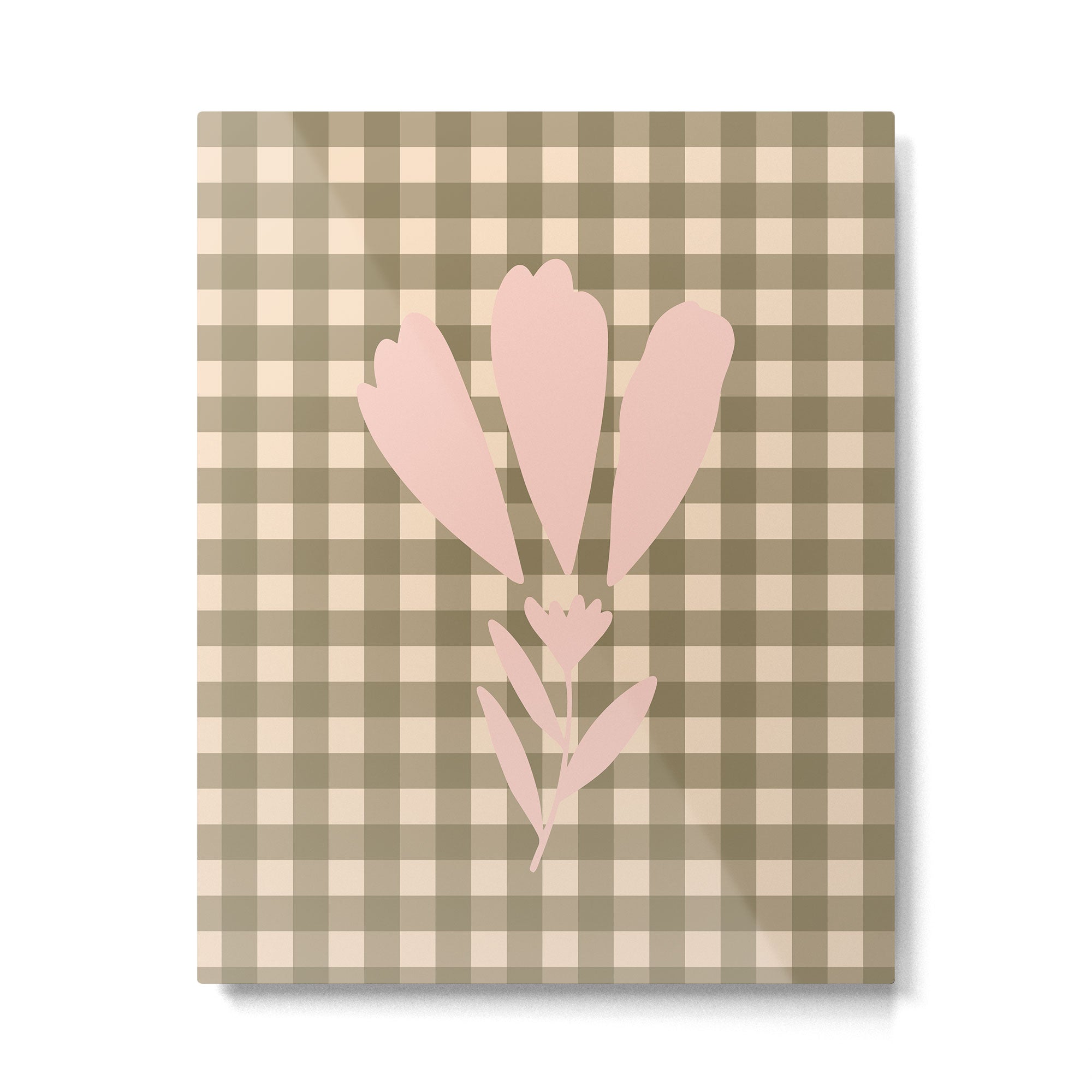 Gingham Plaid Olive Vintage Green Metal Print Gallery Image 4