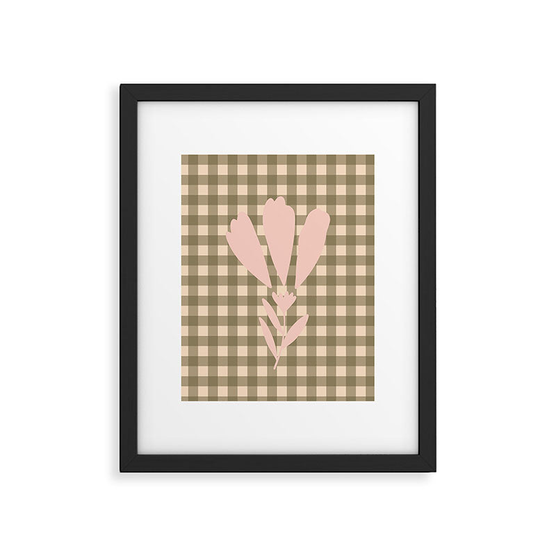 Gingham Plaid Olive Vintage Green Framed Art Print Gallery Image 5