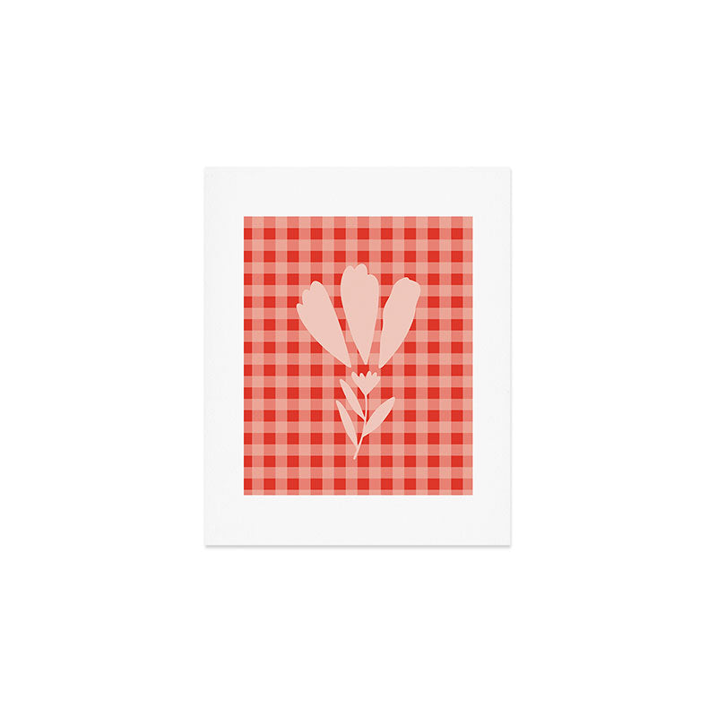 Gingham Plaid Red and Pink  Art Print Gallery Image 1