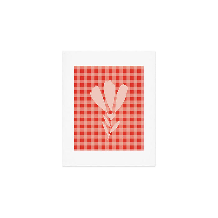 Gingham Plaid Red and Pink  Art Print Gallery Image 1