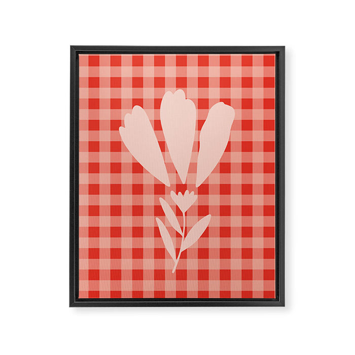 Gingham Plaid Red and Pink  Framed Canvas Print Gallery Image 1