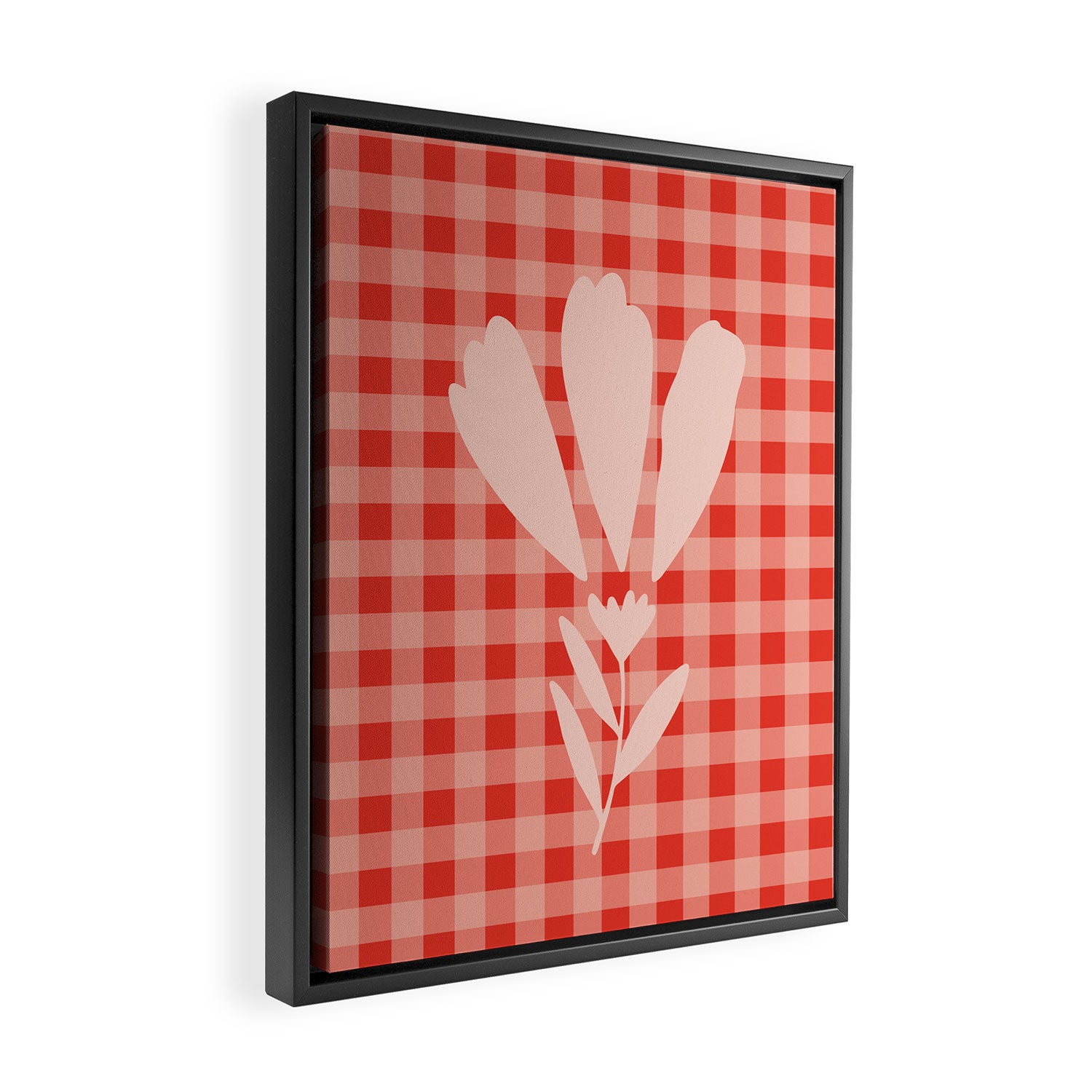 Gingham Plaid Red and Pink  Framed Canvas Print Gallery Image 2