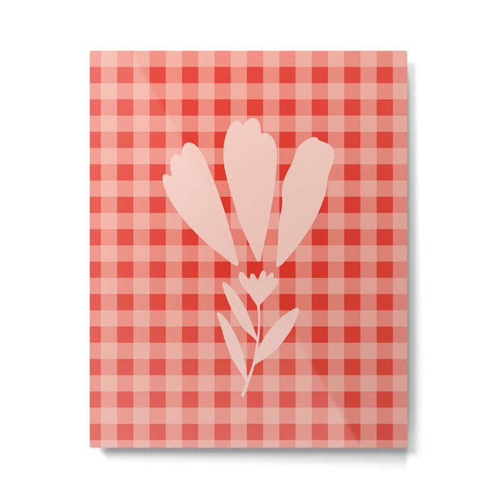 Gingham Plaid Red and Pink  Metal Print Gallery Image 1