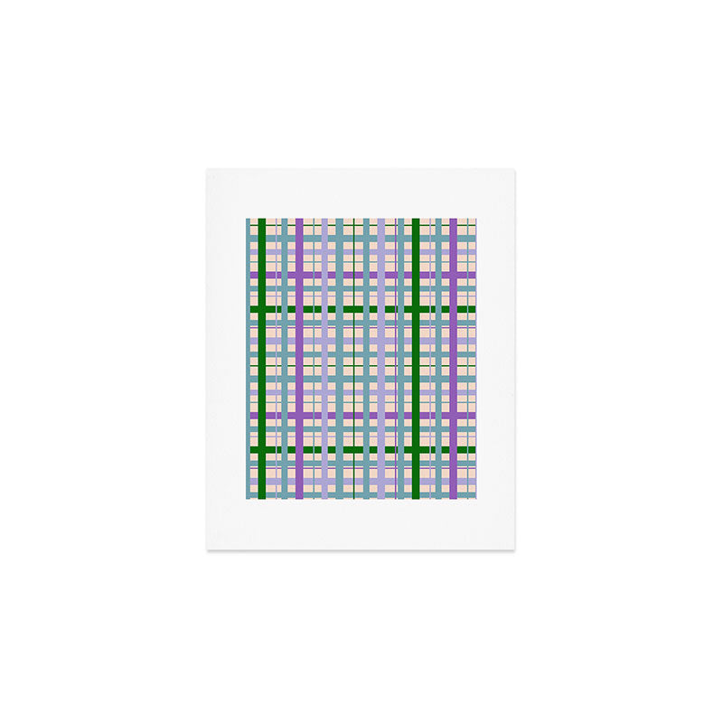 Gingham - Very Peri, Green, turquoise  Art Print Gallery Image 1