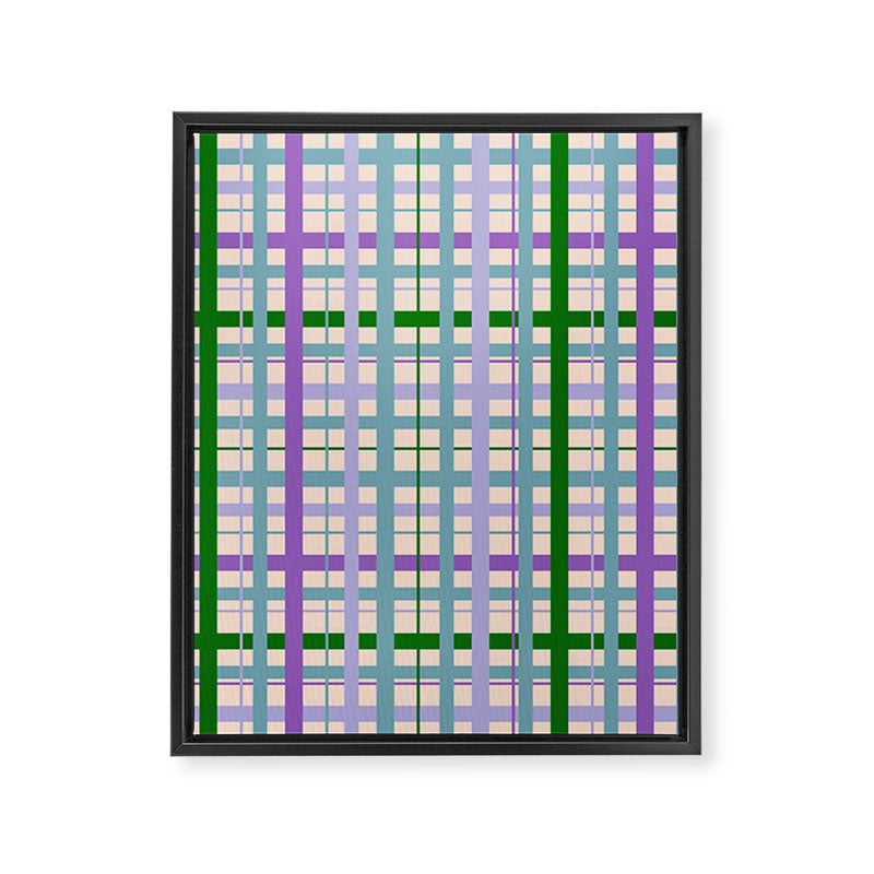 Gingham - Very Peri, Green, turquoise  Framed Canvas Print Gallery Image 8