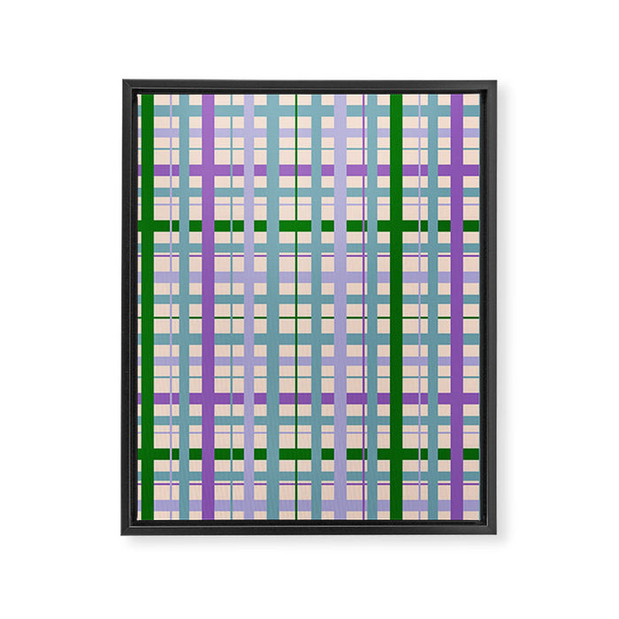 Gingham - Very Peri, Green, turquoise  Framed Canvas Print Gallery Image 1