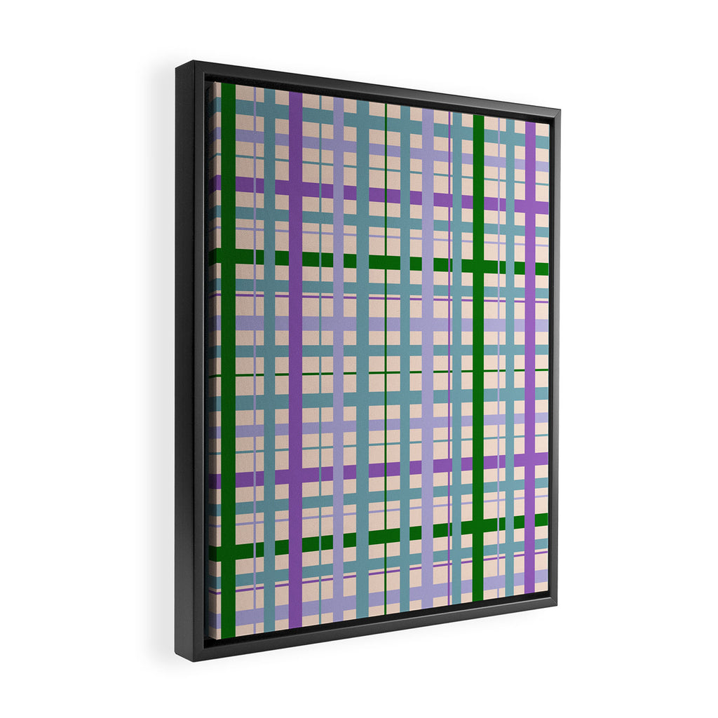 Gingham - Very Peri, Green, turquoise  Framed Canvas Print Gallery Image 2