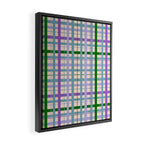 Gingham - Very Peri, Green, turquoise  Framed Canvas Print Gallery Image 2
