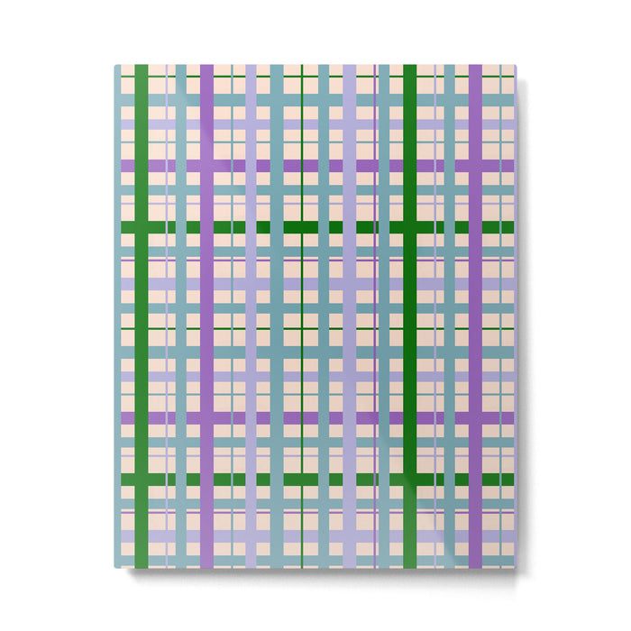 Gingham - Very Peri, Green, turquoise  Metal Print Gallery Image 1
