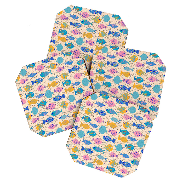 Go Fish - Blue, Yellow, Very Peri and Pink  Coaster Gallery Image 1