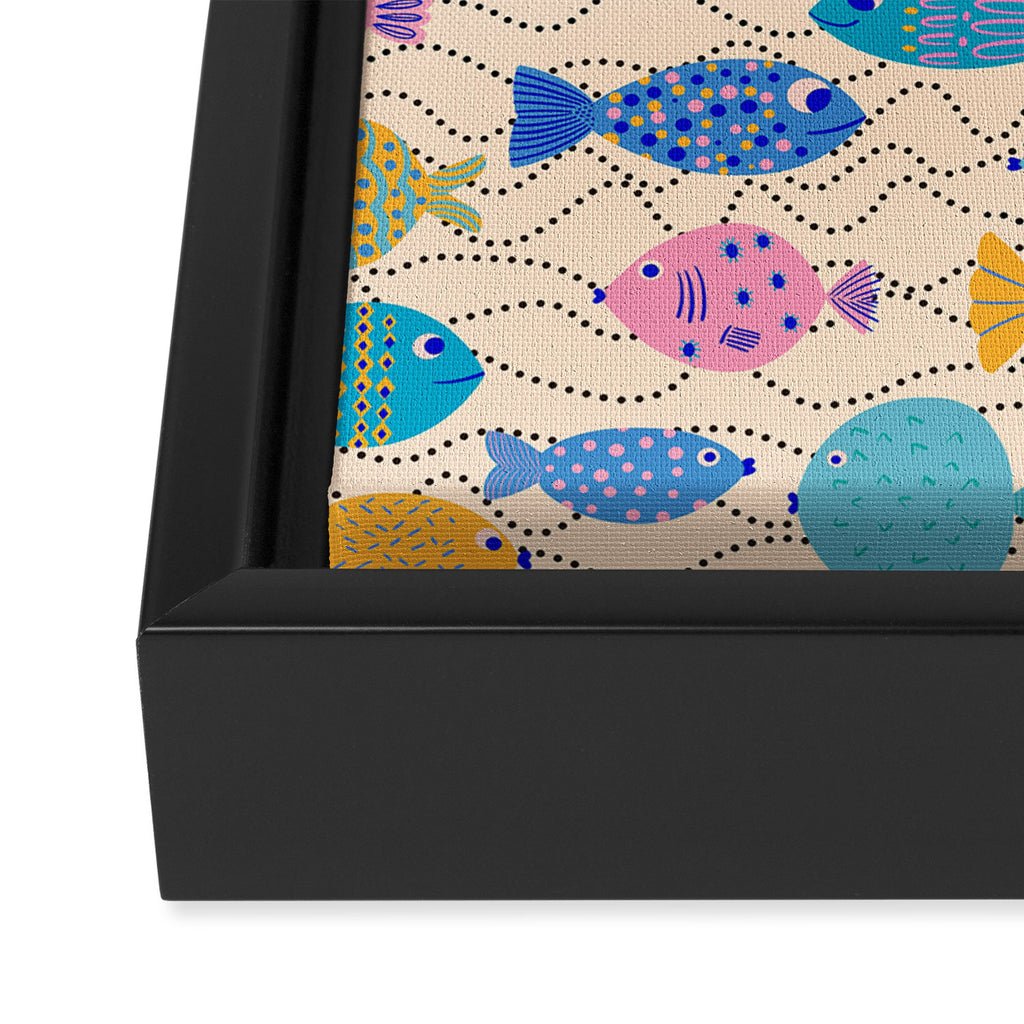 Go Fish - Blue, Yellow, Very Peri and Pink  Framed Canvas Print Gallery Image 3