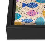 Go Fish - Blue, Yellow, Very Peri and Pink  Framed Canvas Print Gallery Image 3