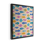 Go Fish - Blue, Yellow, Very Peri and Pink  Framed Canvas Print Gallery Image 2