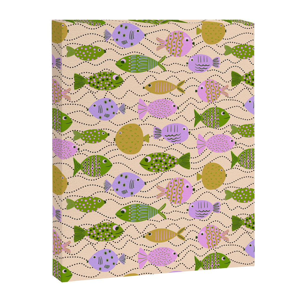 Go Fish - Green, Very Peri, beige Canvas Print Gallery Image 8