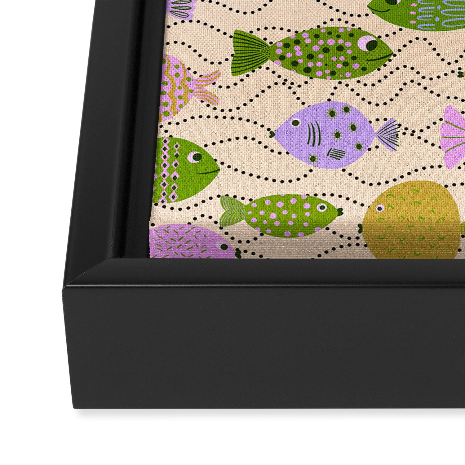 Go Fish - Green, Very Peri, beige Framed Canvas Print Gallery Image 3