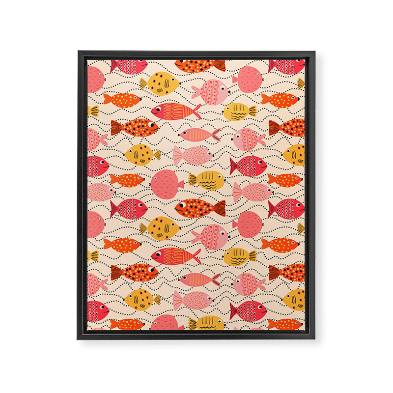 Go Fish - Pink, Red and Yellow  Framed Canvas Print Gallery Image 8
