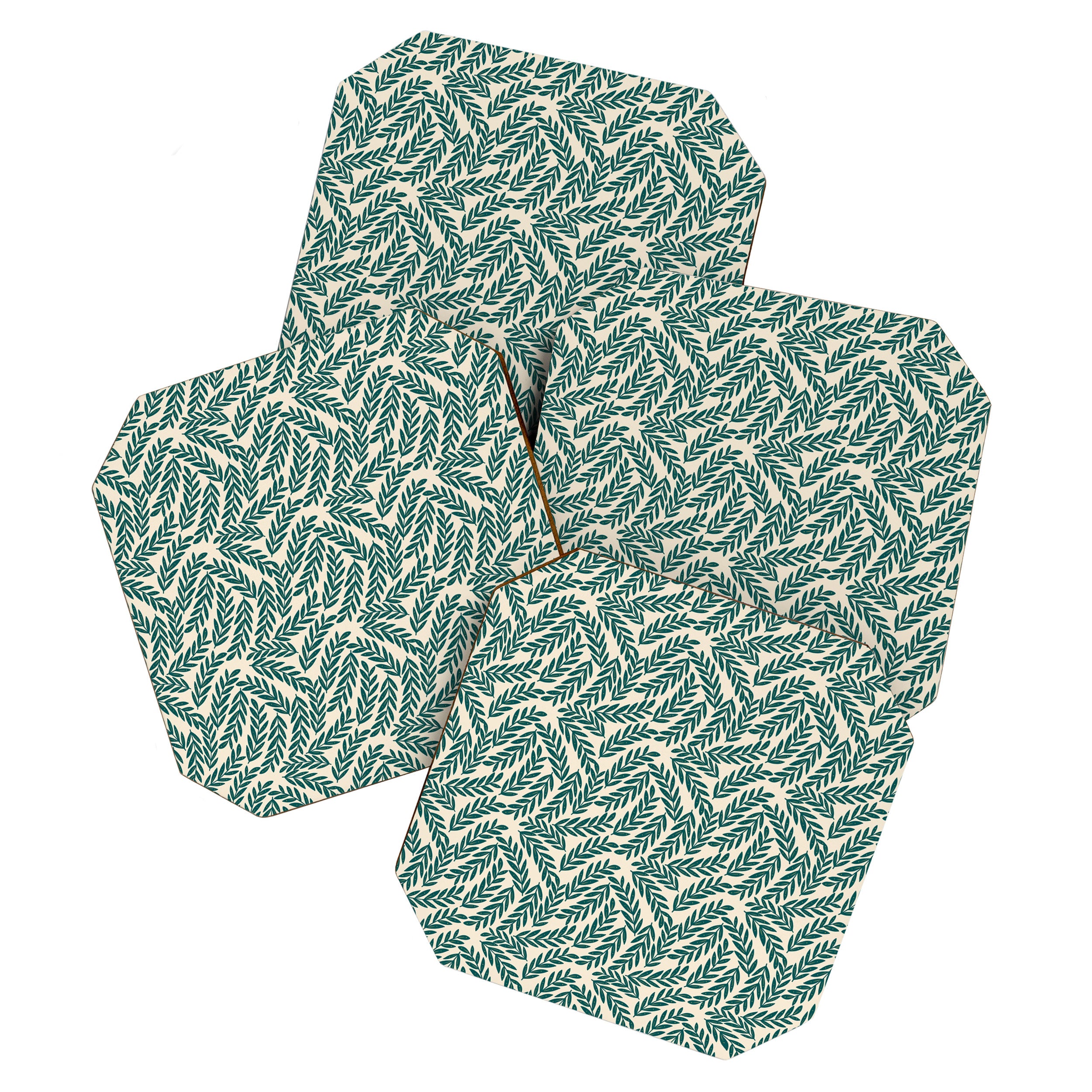 Green Leaves Pattern  Coaster Gallery Image 1