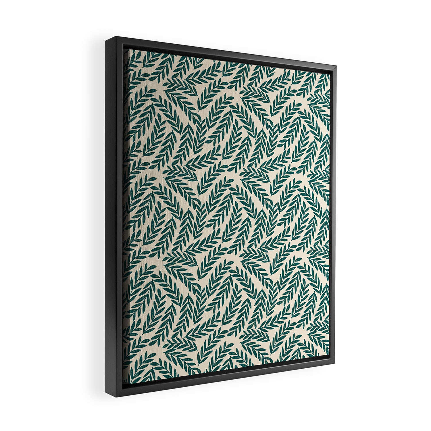 Green Leaves Pattern  Framed Canvas Print Gallery Image 2