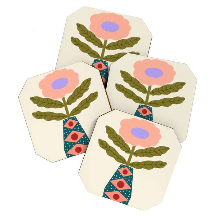 Groovy Floral Vase  Coaster Gallery Image 1