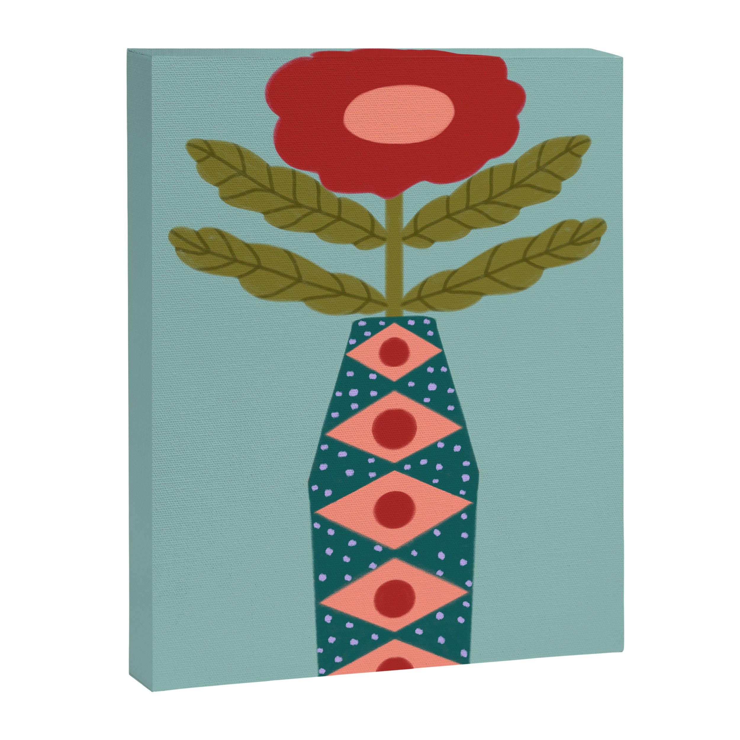 Groovy Floral Vase - Green  Canvas Print Gallery Image 6
