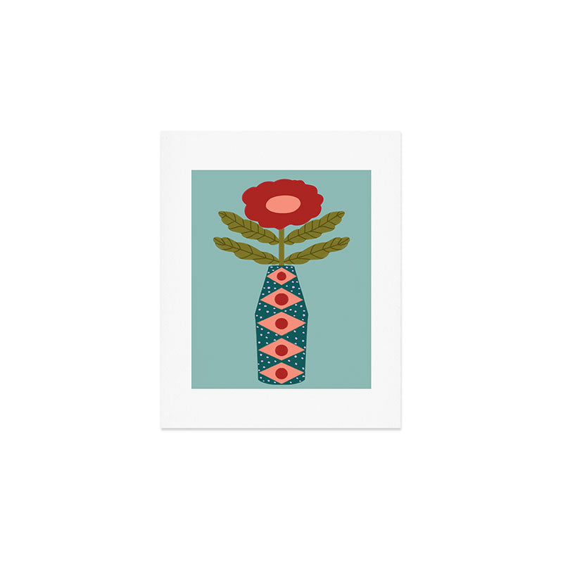 Groovy Floral Vase - Green  Art Print Gallery Image 1