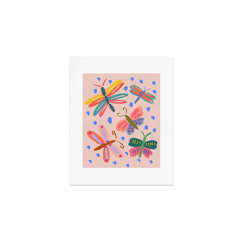 Happy and Colorful Butterflies Illustration Art Print Gallery Image 1