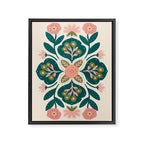 Indian Floral - pink and green  Framed Canvas Print Gallery Image 8