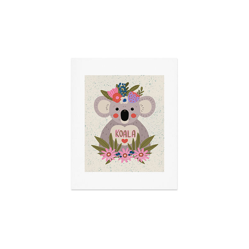 Koala with flowers  Art Print Gallery Image 1