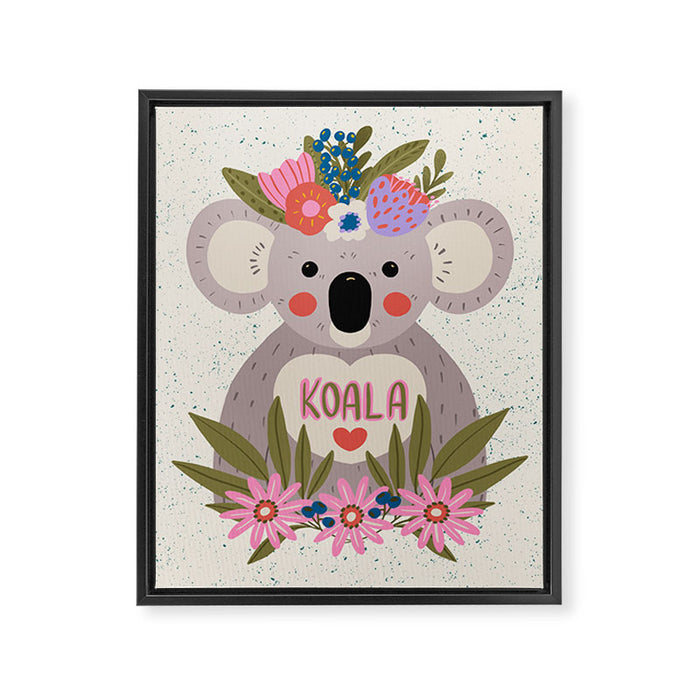 Koala with flowers  Framed Canvas Print Gallery Image 1