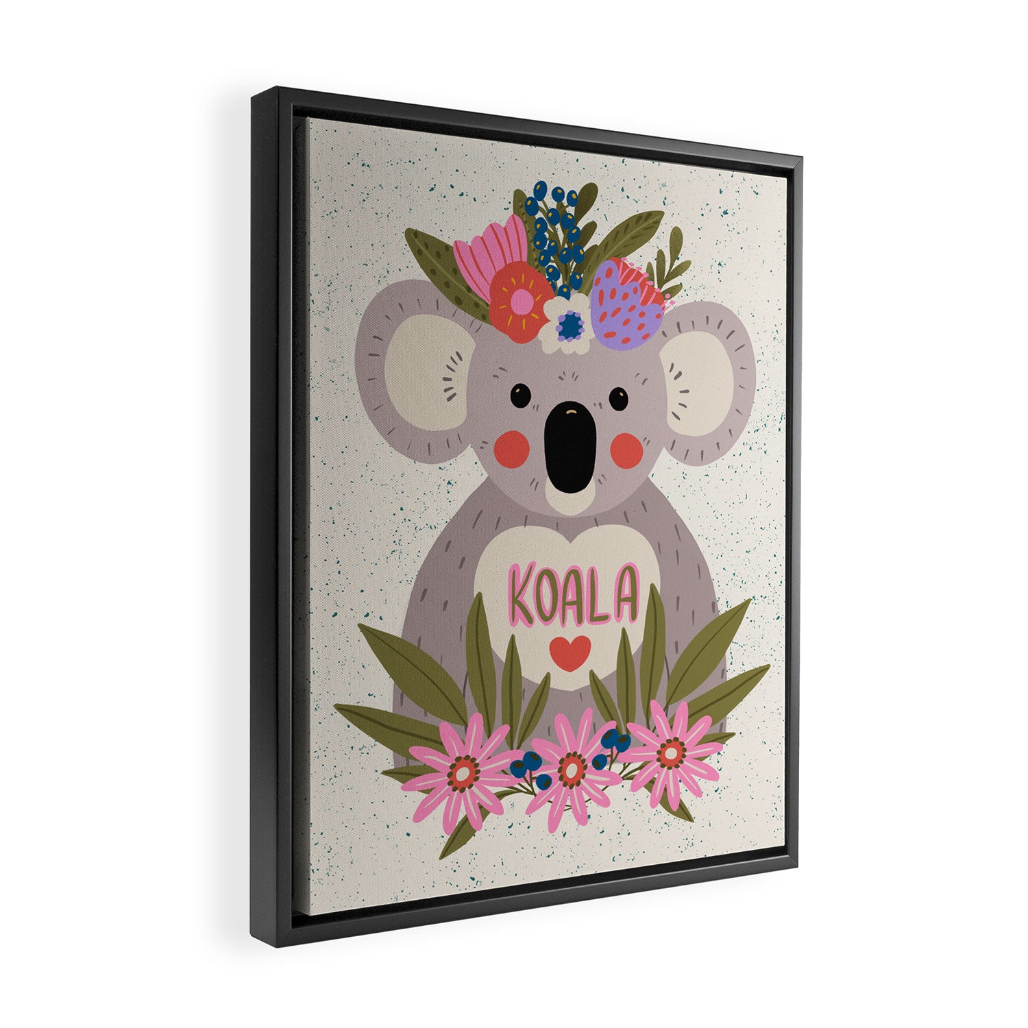 Koala with flowers  Framed Canvas Print Gallery Image 2