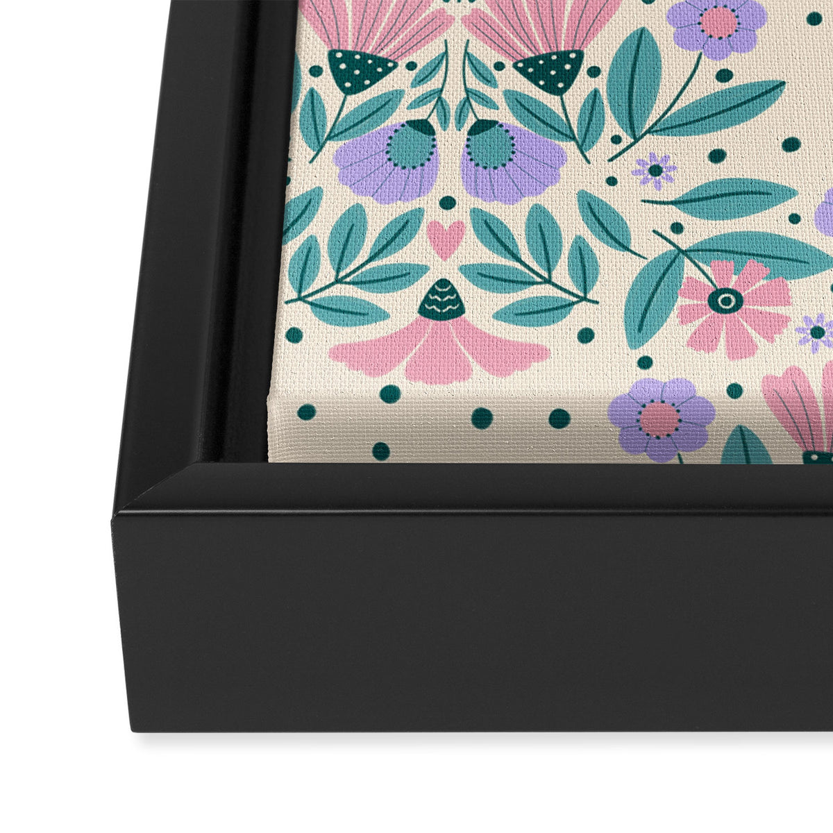 Light Pink and Purple Floral Pattern Framed Canvas Print Gallery Image 3