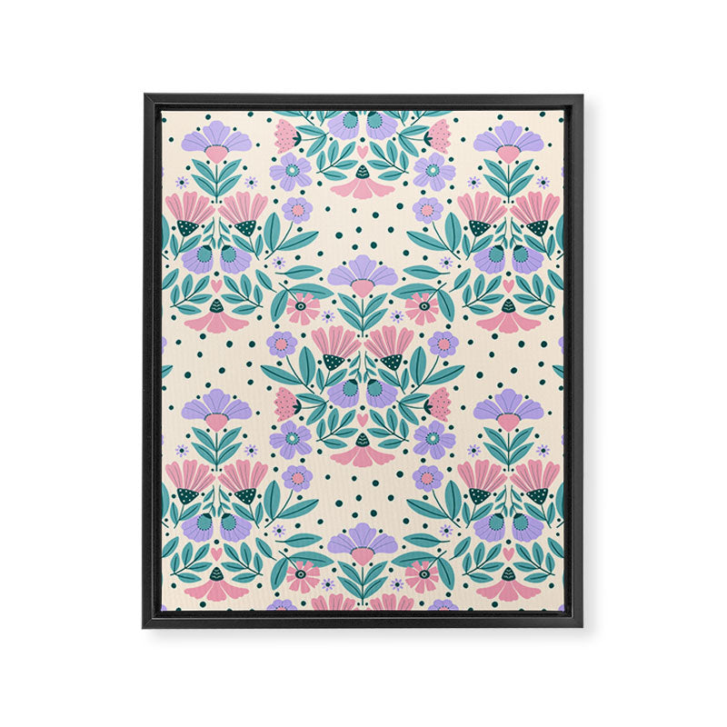 Light Pink and Purple Floral Pattern Framed Canvas Print Gallery Image 8