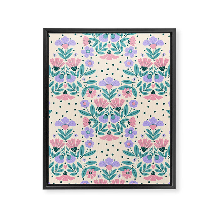 Light Pink and Purple Floral Pattern Framed Canvas Print Gallery Image 1
