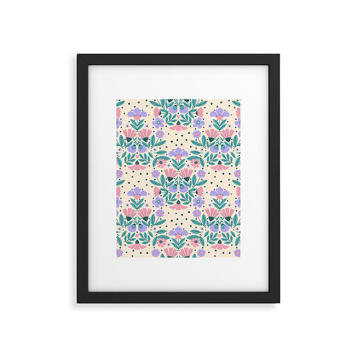 Light Pink and Purple Floral Pattern Framed Art Print Gallery Image 1
