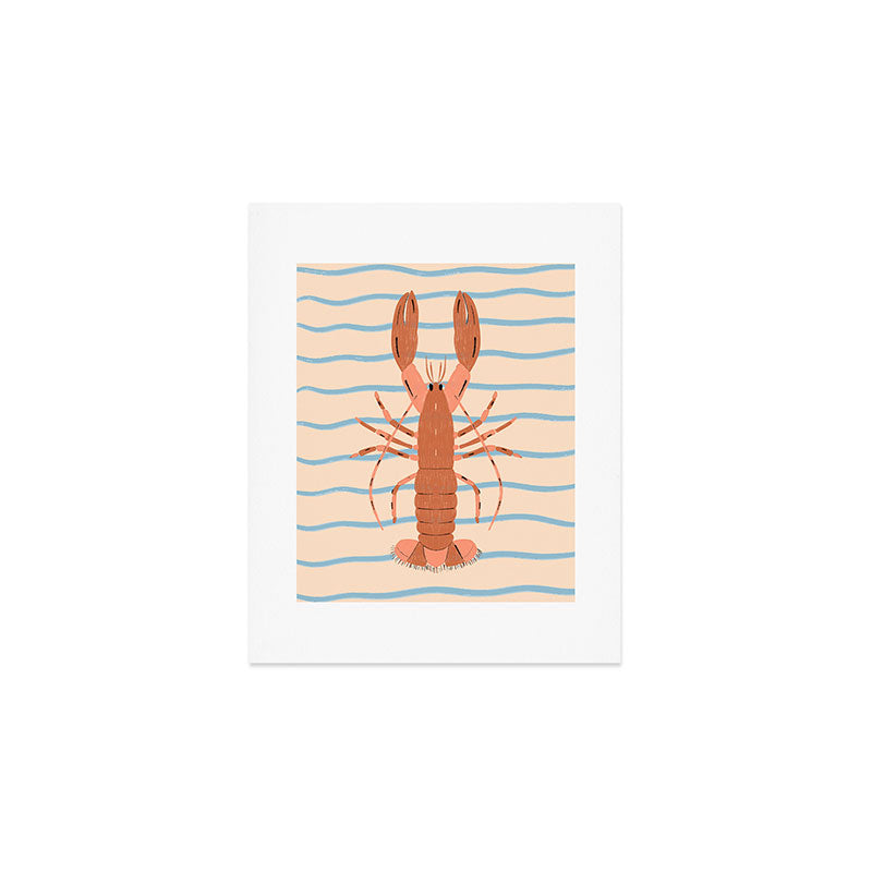 Lobster - Blue Stripes Art Print Gallery Image 1