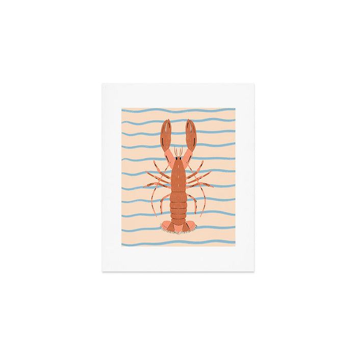 Lobster - Blue Stripes Art Print Gallery Image 1