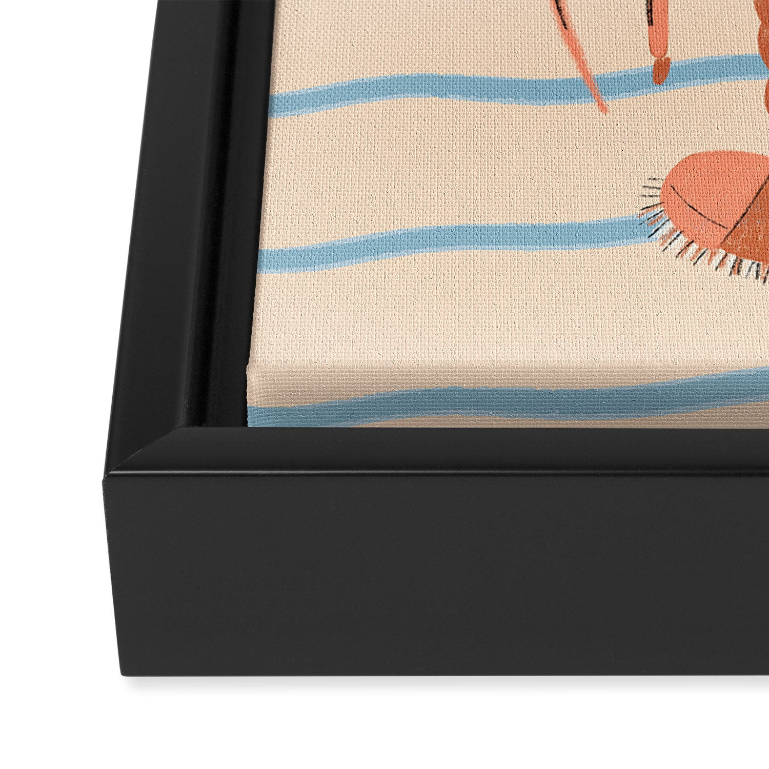 Lobster - Blue Stripes Framed Canvas Print Gallery Image 3
