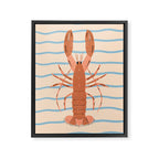 Lobster - Blue Stripes Framed Canvas Print Gallery Image 6